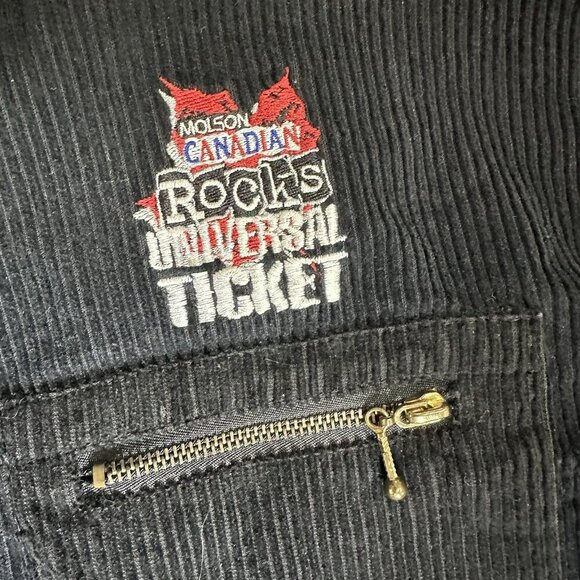 90s Vtg MOLSON CANADIAN ROCKS Rare Cordury Jacket Sz XL Universal Ticket Black - Picture 3 of 6